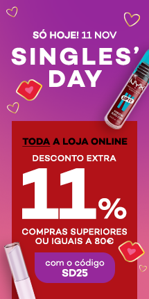 Só hoje - 11 novembro - Singles Day - Toda a loja online com 11% extra em compras >80€ com o código SD25